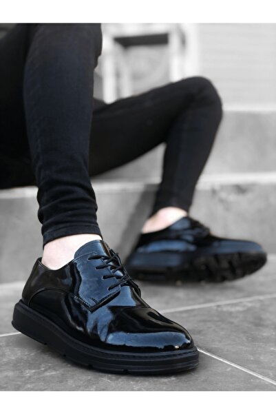 BOA Ba0003 Lace-Up Classic Black Sole Patent Leather High Sole Casual Men's S...