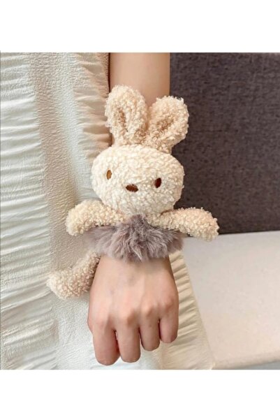 GÜLPEŞE جزء مشبك مشبك من القطيفة على شكل كعكة تيدي بير لون كريمي