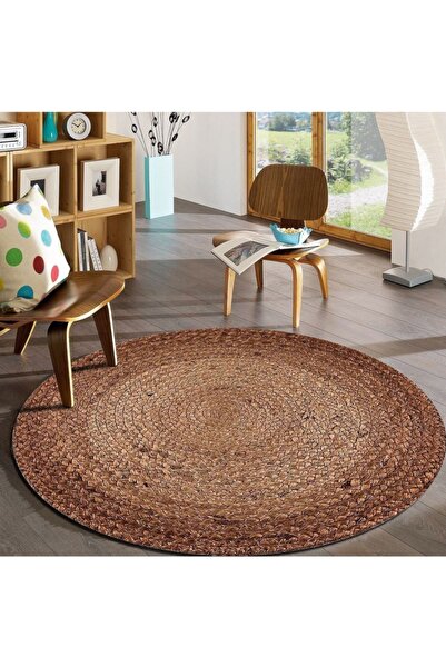 Bonny Home Jüt Yuvarlak Hasır Halı Yolluk Salon Oda Mutfak Halısı Ks-1039