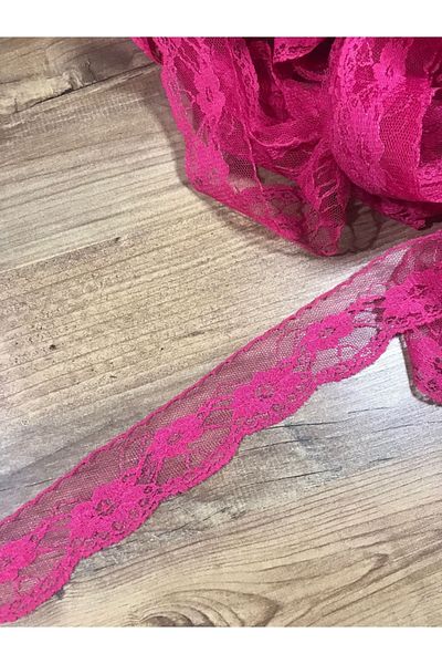 efem gipür Knitted Lace Tape 1 Mt Fujia Pink Machine Work