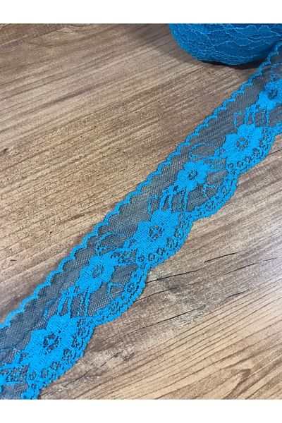 efem gipür Knitted Lace Tape 1 Mt Baby Turquoise Machine Work