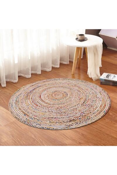 Bonny Home Jüt Yuvarlak Hasır Halı Yolluk Salon Oda Mutfak Halısı