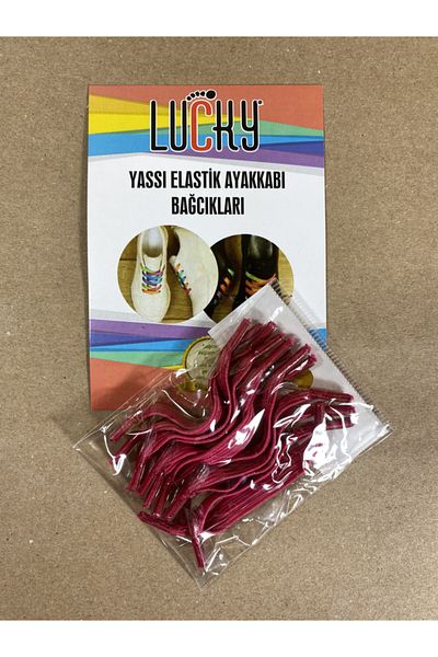 LUCKY Flexible Flat Elastic Laces - 1 Pair 12 Pieces Claret Red