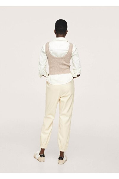 MANGO Woman Kadın Bej Kısa Örgü Üst