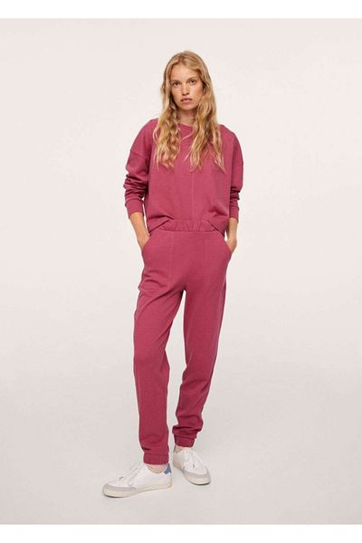 MANGO Woman Női Strawberry Red Jogger stílusú pamut melegítőnadrág