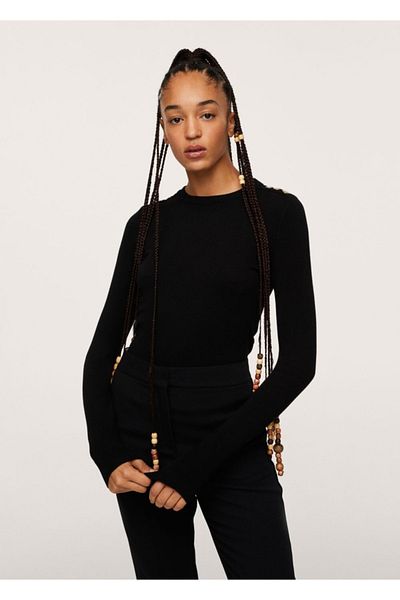 MANGO Woman Women's Black Button Detailed Knitted Sweater