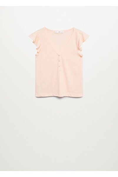 MANGO Woman Βαμβακερό μπλουζάκι γυναικείο χρώμα δέρματος