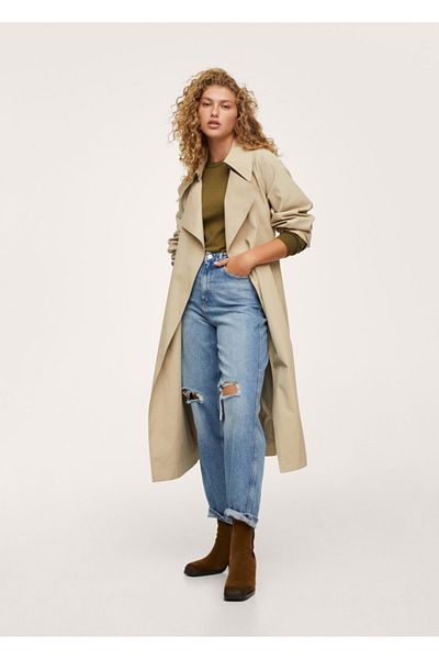 MANGO Woman Women's Khaki Color Knitted Sweater with Button Detail