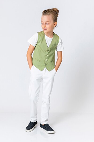 incity Boy's Khaki Green Vest