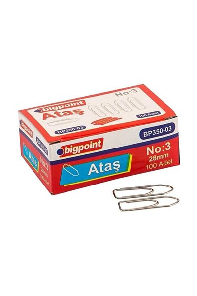 Bigpoint Nickel Paper Clip No:3 - 28 mm Set of 10