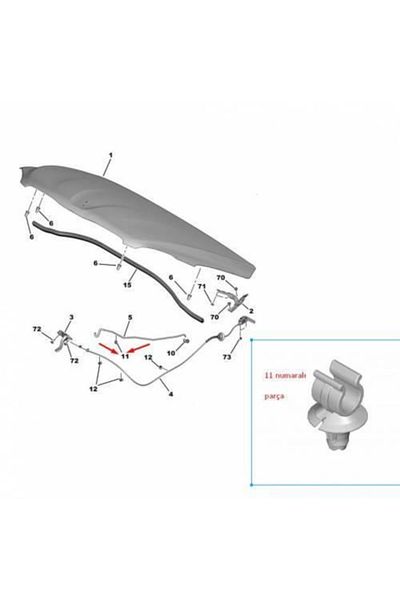 MEPARTS Peugeot 208 Hood Iron Retainer Clip795059