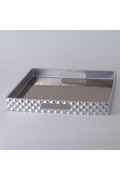 Selim Pyramid Square Tray Silver 38x38