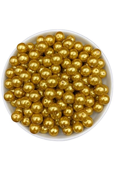 Hedef Bijuteri حبات اللؤلؤ الزجاجي باللون الأصفر 12 مم، خرز لصنع إكسسوارات ال...
