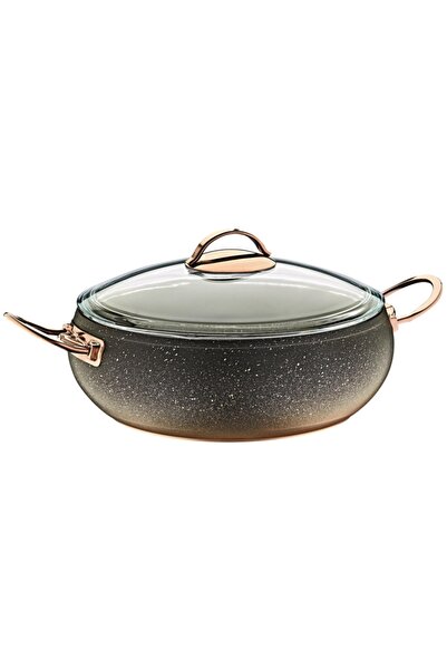 OMS Granite 26X7Cm Karnıyarık Pot with Glass Lid Copper 3341Bkr