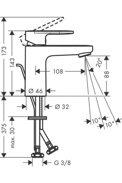 Hansgrohe Vernis Blend Sink Faucet 100 with Siphon Control Satin Black 71551670