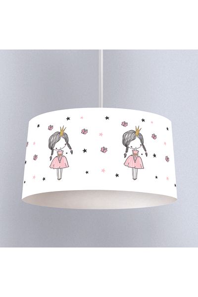 instababyrooms Pink Shy Girl Patterned Children's Room Digital Printed Pendant Lamp Chandelier