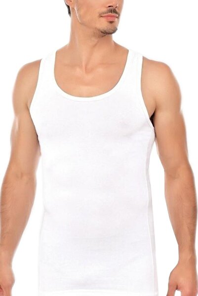 GÜMÜŞ قميص داخلي رجالي من القطن الممشط باللون الأبيض 4001