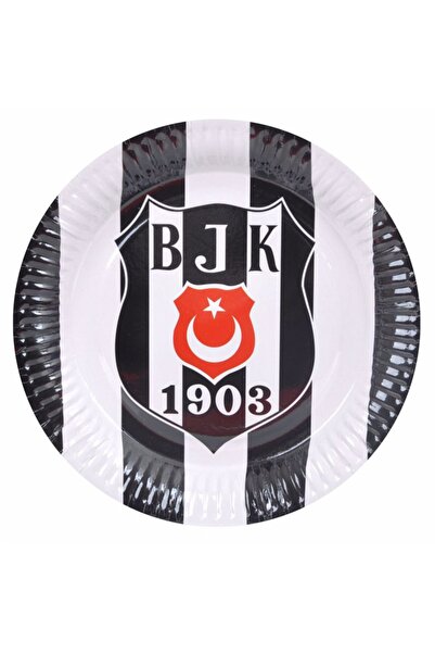 Parti dolabı Beşiktaş Temalı Lisanslı Karton Tabak 8'li 23cm
