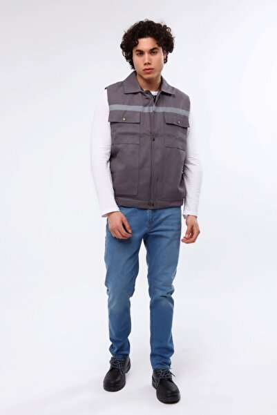 Çamdalı İş Elbiseleri Work Vest Quilted and Reflective Gray 7/7 Winter Vest