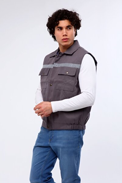 Çamdalı İş Elbiseleri Work Vest Quilted and Reflective Gray 7/7 Winter Vest
