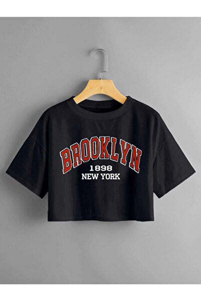 Brooklyn 1898 New York Printed Crop Oversize Combed Cotton T-shirt T-Shirt