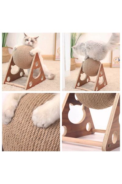 Ankaflex Cat Scratcher Toy - Wooden Jute String Pet Product and Scratching Apparatus