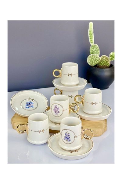 ACAR Luxury Porcelain Wild Rose 6-Piece Cup Set