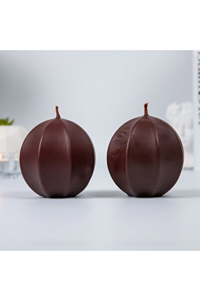 Mument El Yapımı - Küre 2'li Mum Seti- Kahverengi - Uzun Yanış Süreli - Hediy...