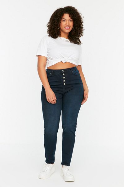 Trendyol Curve Σκούρο μπλε ψηλόμεσο Skinny τζιν