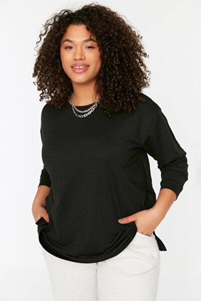 Trendyol Curve Tenká pletená mikina s černým rozparkem TBBSS22SW0172