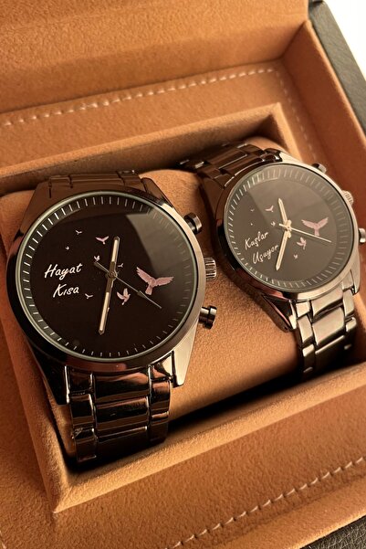 Leerybee Özel Tasarım Martı Desenli Sevgili Saatleri Çift Kombini