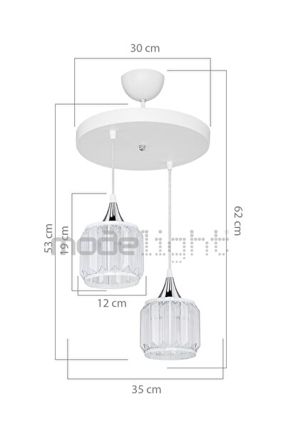 Modelight Haliç 2li Çember Sarkıt Beyaz / Krom