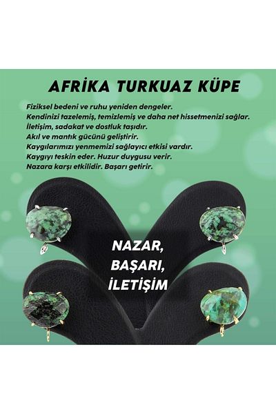 OSMANLI DEĞERLİ TAŞ أقراط من الحجر الطبيعي الفيروزي الأفريقي المعتمد - 10x12 ملم بيضاوي أخضر