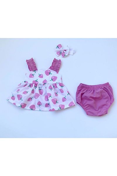 Alingo Strawberry Patterned Baby Girl Summer Dress