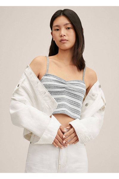 Mango Teen Tricou albastru închis pentru copii