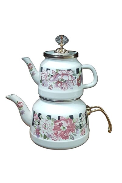 Miss Betty Kuşlu Dama Emaye Çaydanlık