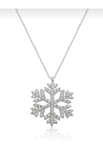 X-Lady Accessories Gümüş Renk Kadın Kartanesi Kolye Zirkon Beyaz Taşlı Kar Ta...