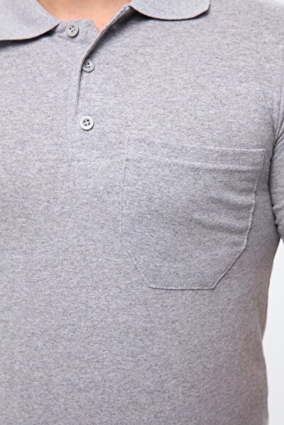 Çamdalı İş Elbiseleri Polo Neck Gray Short Sleeve Single Jersey Business T-Shirt - Polo Neck T-Shirt