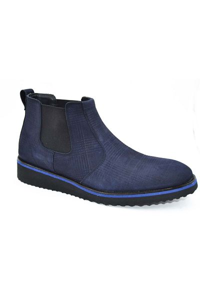 Fosco Мъжки тъмносини ботуши от естествена кожа Eva Nubuck