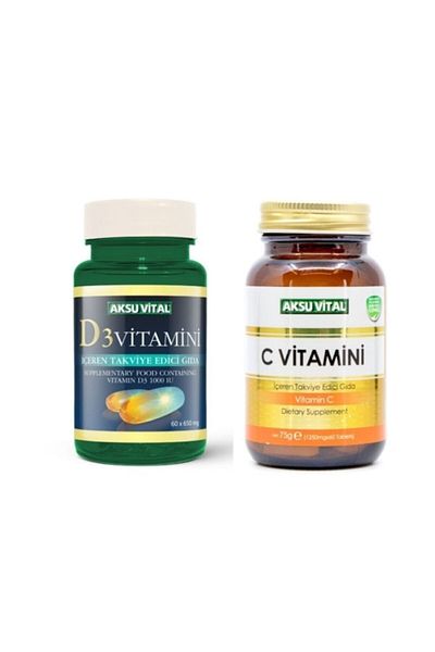 Aksu Vital Vitamin D3 60 Softgel + Vitamin C 60 Tablet 1250 mg