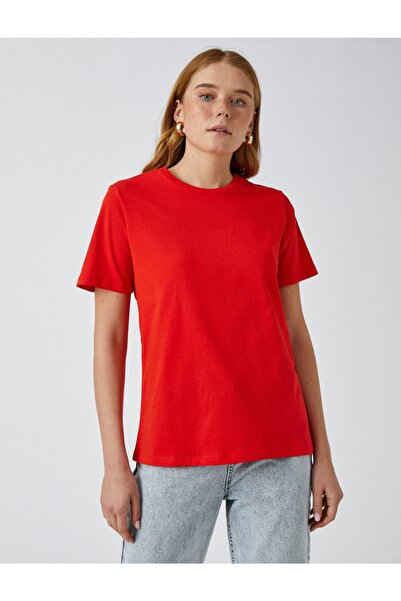 Koton Tricou de bază din bumbac cu mânecă scurtă pentru femei