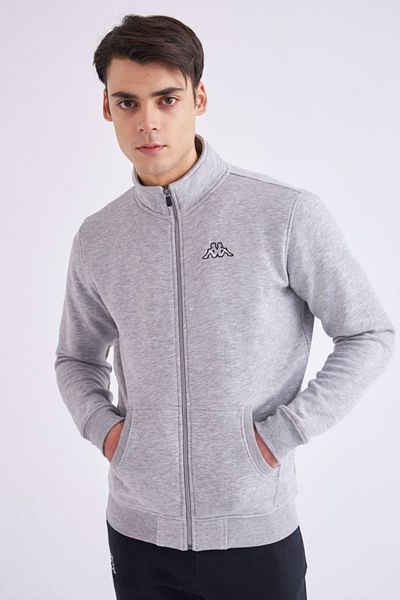 Kappa Logo Zentil Men's Gray Melange Regular Fit Zippered Tracksuit Top