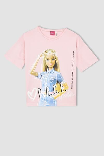 DeFacto Κοντομάνικο μπλουζάκι με κανονική εφαρμογή για κορίτσια με άδεια Barbie