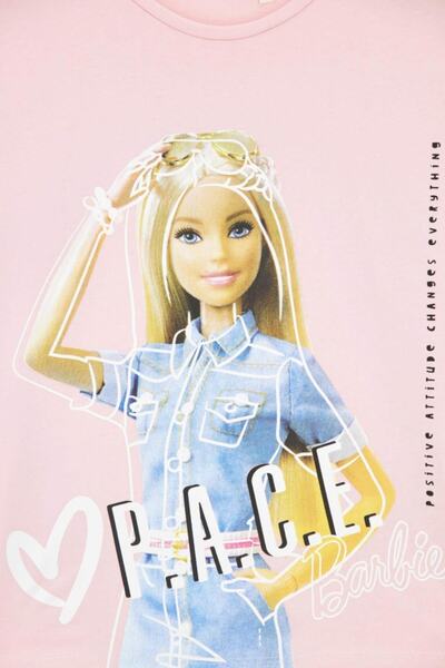 DeFacto Κοντομάνικο μπλουζάκι με κανονική εφαρμογή για κορίτσια με άδεια Barbie