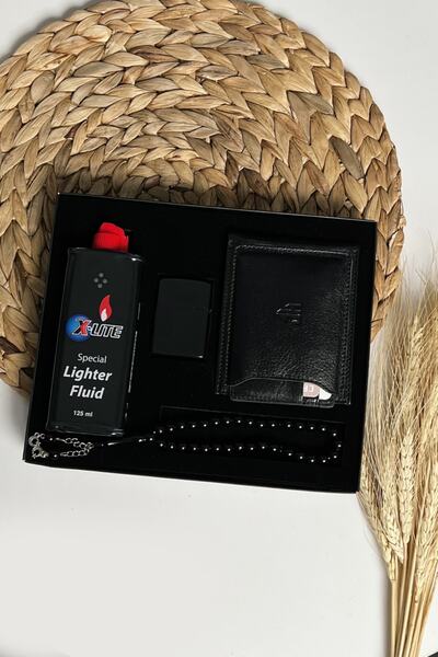 HighClass Lüks Kutulu Deri Kanguru Model Cüzdan Metal Çakmak X-lıte Benzin Te...