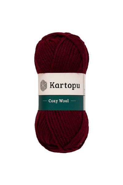 Kartopu Pack of 5 Cozy Wool K1116 Dark Burgundy 25% Wool Knitting Yarn