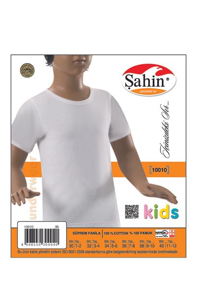 Şahin Boy's 3 Pack 100% Cotton Crew Neck Undershirt Shn10010eç