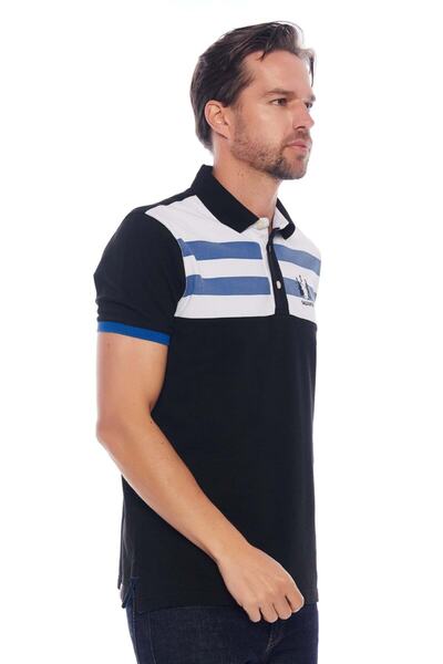 Galvanni Men's Polo Neck Black T-shirt - Karaya