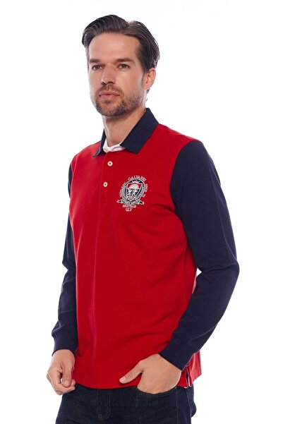 Galvanni Men's Red Polo Collar Sweatshirt - Men's Rangina