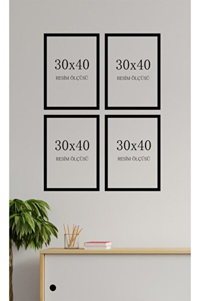 tablosetleri Siyah Renk 30x40cm 4 Adet Boş Çerçeve
